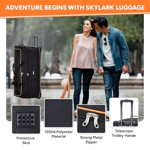 Skylark 36" XL Extra Large Suitcase Lightweight Wheeled Duffle Bag Holdall Luggage Travel Bag 3kg 155L Black — view 3