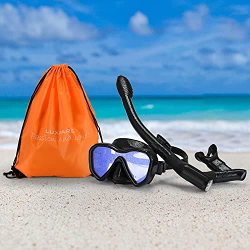 LUXPARD Snorkel Set Adults, Snorkel Mask and Dual Drain Valve Dry Snorkel — view 6