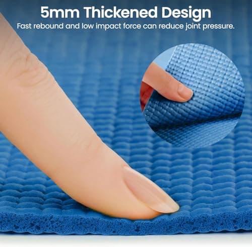 M.J COMFY-LIFE Travel Foldable Yoga Mat — 5mm Non-Slip Portable Exercise & Gym Mat for Yoga, Pilates, Travel & Fitness (Lightweight, Water-Resistant, Fits Backpack) — Unisex (Blue) — view 2