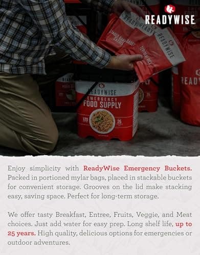 ReadyWise, 80 Servings, Meat & Rice Bucket, Roasted Beef & Chicken, Grab & Go Food Kit, Freeze Dried, 15 Years Shelf Life, Emergency Food — view 6