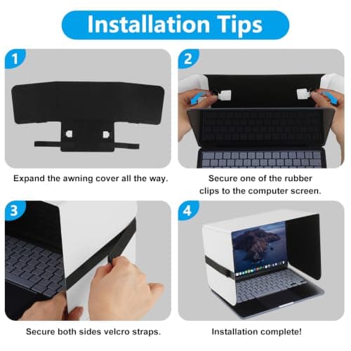 HoYiXi Foldable Laptop Sun Shade & Privacy Shield - Fits 13-14'' Laptop Compatible MacBook, Dell, Surface - Blocks Sunlight, Protects Privacy, Working Outdoor Travel,Anti - Glare,Grayish White — view 2