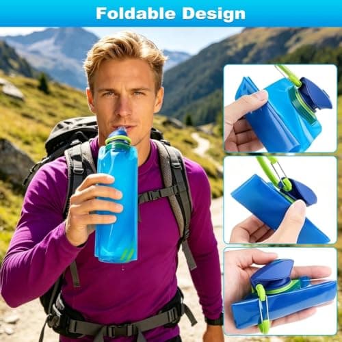 YIFKJYLF Foldable Water Bottle, 4 Pcs 700ml Foldable Leakproof Flat Water Bottle, Colorful Waters Pouch, Reusable Travel Festival Cycling Waters Bottles for Outdoor Sports — view 5
