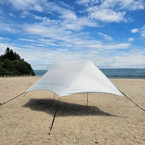 HipierFx 3x5m Portable Beach Tent Beach Canopy with 2 Poles Camping Tarp for Beach Grass — view 6