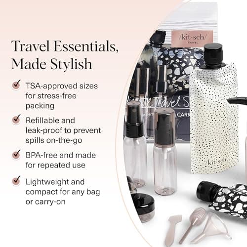 Kitsch Travel Bottles for Toiletries 11pcs - Black & Ivory — view 4