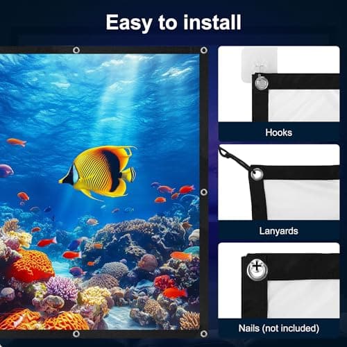 Huiguli Projector Screen 120 Inch, 16:9 HD 4K Foldable Anti-Crease Movie Screen, Portable Projection Screen Outdoor Indoor, Washable White Movie Screen for Home Theater, School, Meetings, Camping — view 5