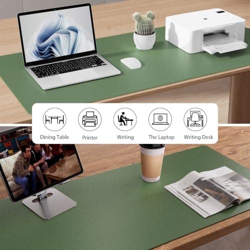 Aothia PU Leather Desk Mat,Large Mouse Mat, 80 x 40 cm, Olive Green — view 6