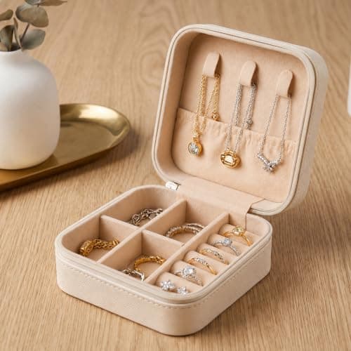 GoDyna 12 Pack Travel Jewelry Box PU Leather Organizer Portable Case White — view 2