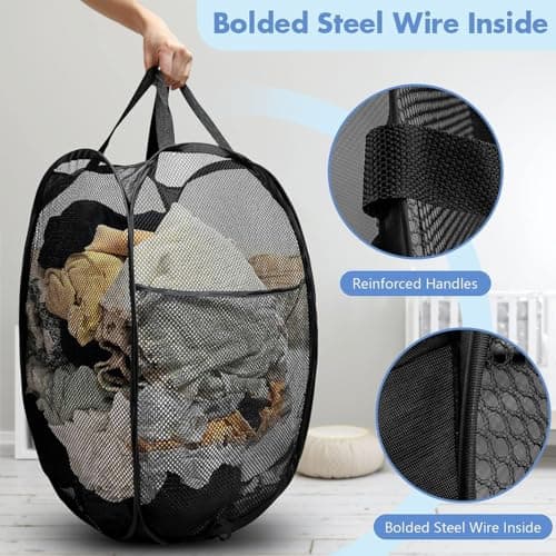 Laundry Hamper, Durable Pop Up Collapsible Laundry Baskets(36x36x60cm) — view 3