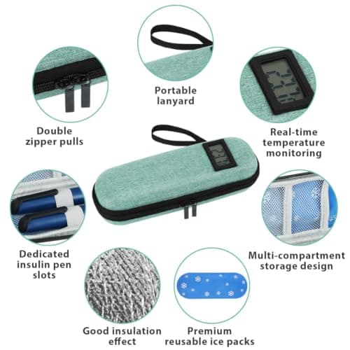 AOOWU Insulin Cooler Travel Case with Temperature Display, TSA Approved — view 4