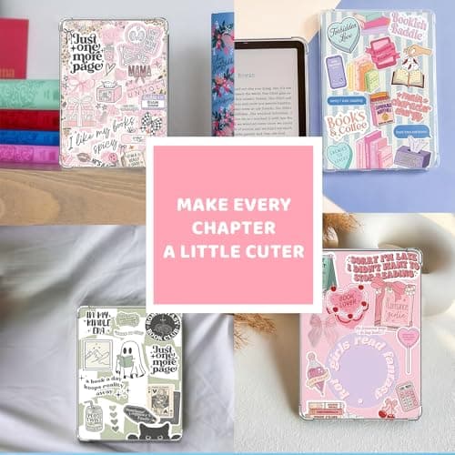 Vesavifaka 6 PCS Inserts Cardstock Paper for E-Reader, and 2 pcs Dust Plug Charms, 1 Chain Charm Set, 6.8"x4.8" Cardstock Insert Accessories for Paper White 11th-12th, Gift for Book Lover — view 5