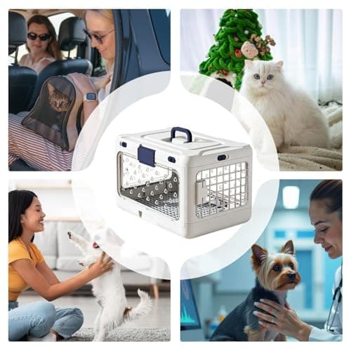 Cat Carrier,Hard-Sided Portable Foldable - Cat Travel Kennel | for Kitten Puppy Outings Camping Cycling Outdoor Walking Road Trip Hiking — view 4