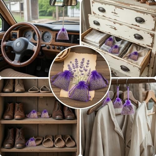 10 Aromatic French Lavender Bags Fresh Handmade Naturally Fragranced Moth Repellent, Sleep Aid, Vacuum Sealed for Freshness — view 2