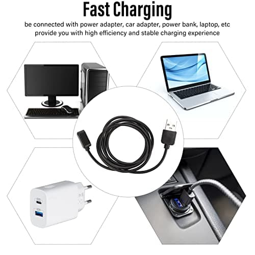 Goshyda Portable Smartwatch Charger, USB Watch Charging Cable Cord for 6 7 Band 6 7, for ES Watch, 3.3ft Magnetic Charging for Travel (Black) — view 3