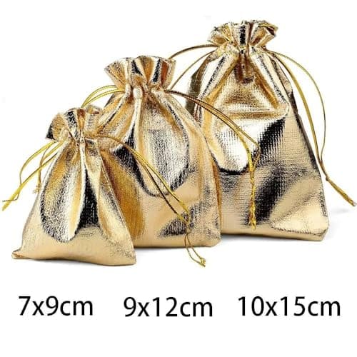 Packing Bags - Gold Foil Cloth Pouches(Golden,7x9cm) — view 6