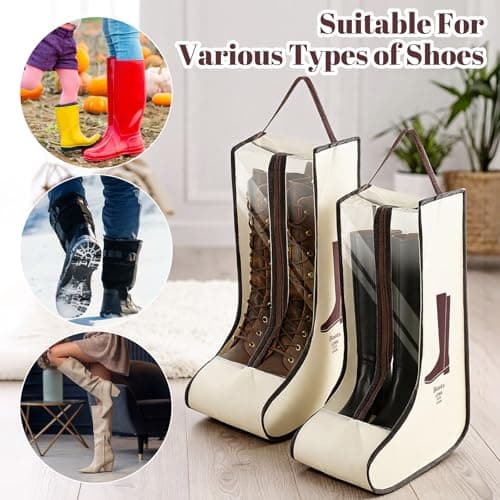 XLIUAX 2 Set Boot Bags, Portable Tall Boots Shoe Carry Storage Dust Proof — view 6