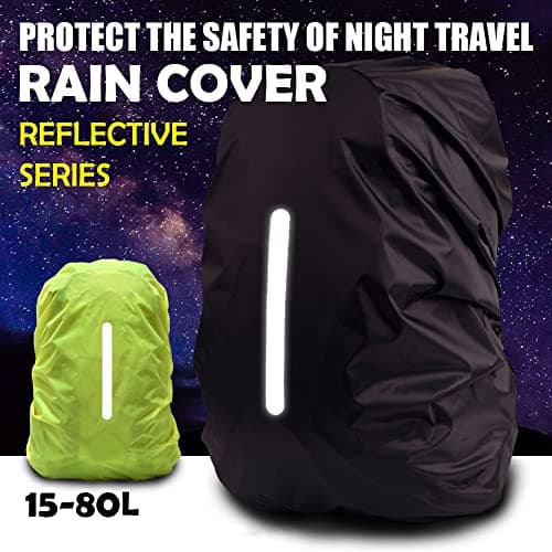 HYCOPROT Waterproof Backpack Rain Cover with Reflective, High Visibility Foldable Ultralight Dust and Rain Cover Rucksack for Hiking Camping Touring Cycling (Yellow, L) — view 2