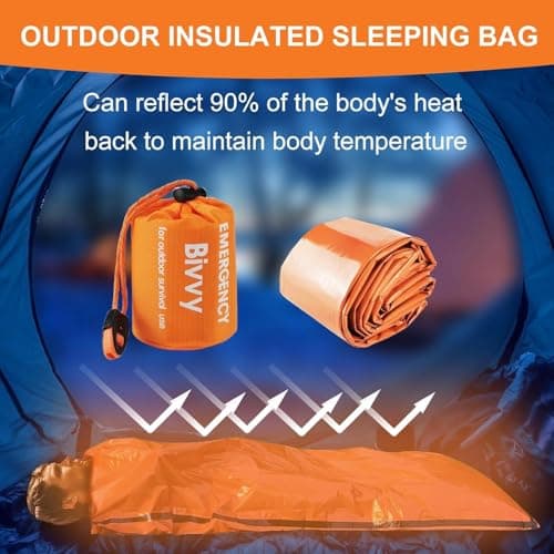 Emergency Sleeping Bag with 2Pcs Survival Blanket and Whistle, 200 x 100 cm — view 4