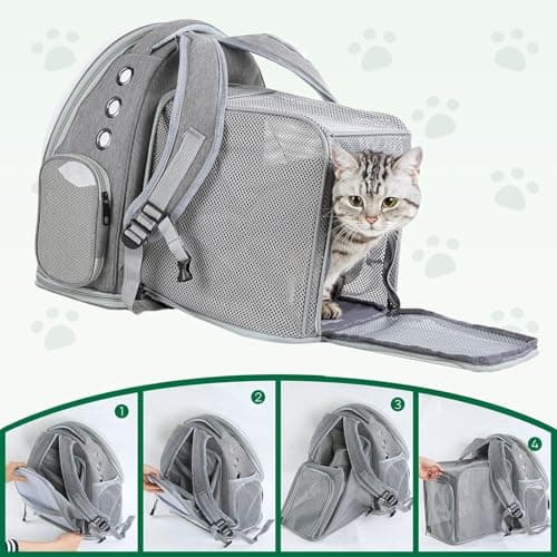 Wuciray Expandable Cat Carrier Backpack No Tools Required large Pet Carrier Backpack Suitable for Cats and Dogs Weighing up to 8KG Cat Bag with Inner Safety Hook for Travel Hiking Camping — view 2
