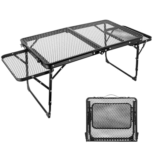 FERNVALE Portable Folding Picnic Table with Storage Drawers, Lightweight Aluminum Alloy Garden Picnic Table, Outdoor Camping Table for BBQ, Beach, Hiking, Coffee, RV & Travel Use