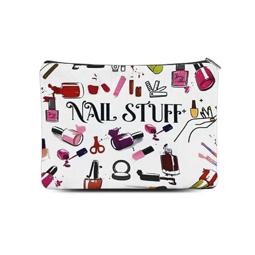 Nail Stuff Manicure Organiser Bag for Women Nail Polish Tool Accessories Organiser Pouch for Manicurist DIY Nails Art Storage Bag for Girls Portable Travel Manicure Canvas Makeup Bags