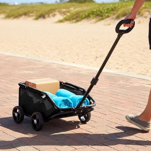Pet Stroller for Small Dogs Cats Pet Carrier Shopping Cart Foldable Dog Trolley with 360° Swivel Handle Breathable Mesh Lightweight 4-Wheel Jogger Travel Stroller for Medium Puppies (Black, S) — view 6