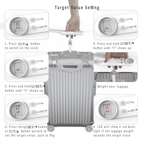 CAMRY Digital Luggage Scale Portable 50Kg Capacity Backlit LCD Overload Alert & Target Weight Battery Included, White — view 4