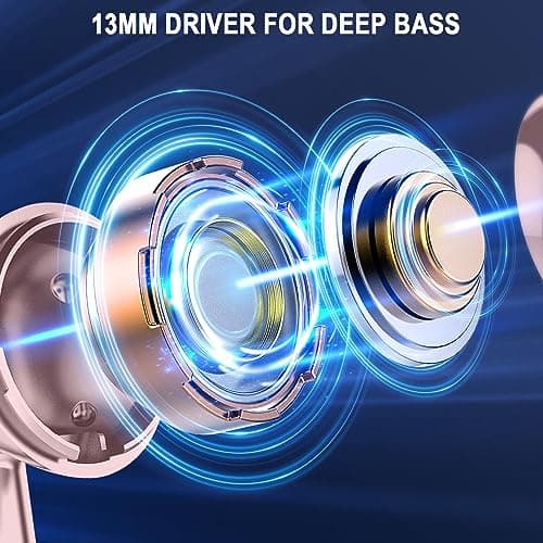 Wireless Earbuds, Bluetooth 5.4 Headphones in Ear with 4 ENC Noise Cancelling Mic, Bluetooth Earbuds 40H Playtime, HiFi Stereo Deep Bass Wireless Earphones IP7 Waterproof, USB-C Fast Charge, Pink Gold — view 3