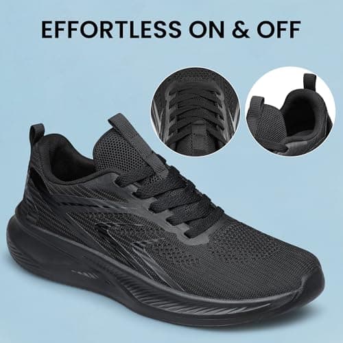 HOIYHEK Wide Fit Trainers for Women Lightweight Breathable Mesh Footwear Wide Toe Box Shoes Womens Non-Slip Comfort Walking Running Shoes for Gym Walking Black Size 6.5 — view 3