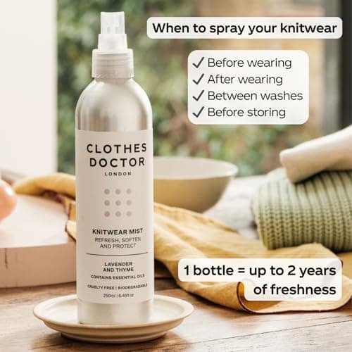 Knitwear Mist Lavender and Thyme | Hated By Moths, Refresh, Scent & Soften| Spray onto Wool Cashmere Mohair Angora & Mixed Yarn Knitwear | Natural Ingredients Vegan Biodegradable Made in Britain — view 4