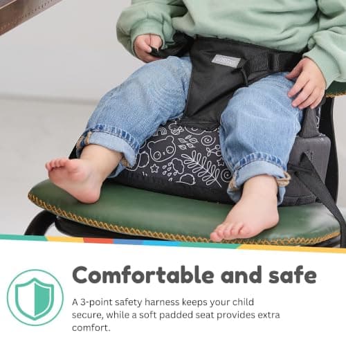 Nuby Compact Foldable Travel Booster Seat with Storage Pocket, 6M+, Panda — view 4