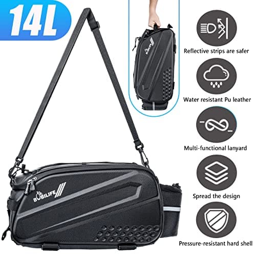 BOBILIFE Bike Trunk Rear Rack Bag - Waterproof Bicycle Travel Expedition Rack Cargo Helmet Carrier Bag with Bottle Holder for Bicycle, E-Bike — view 3