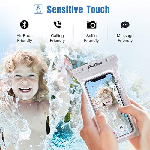 ProCase 2 Pack Waterproof Phone Pouch, Underwater Case phone sleeve for iPhone 17 Air 16 15 14 Plus Pro Max 13 12, Galaxy S24 Ultra S23 S22 Up to 7.0 inch, Cruise Beach Essentia -White/Black — view 4