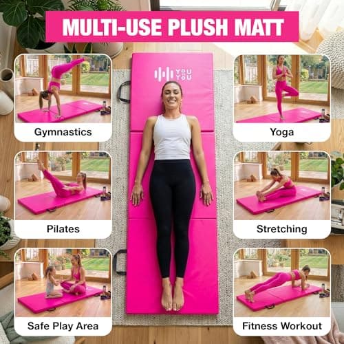YouVsYou 6ft Tri-Folding Gymnastics Mat & Play Mat, 5cm Thick High-Density Foam Crash Mat, Non-Slip, Sweat-Proof & Portable Exercise Mat for Tumbling, Gym, and Home Exercise & Play, 183cm x 60cm — view 4