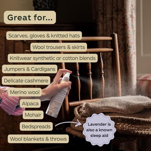 Knitwear Mist Lavender and Thyme | Hated By Moths, Refresh, Scent & Soften| Spray onto Wool Cashmere Mohair Angora & Mixed Yarn Knitwear | Natural Ingredients Vegan Biodegradable Made in Britain — view 5