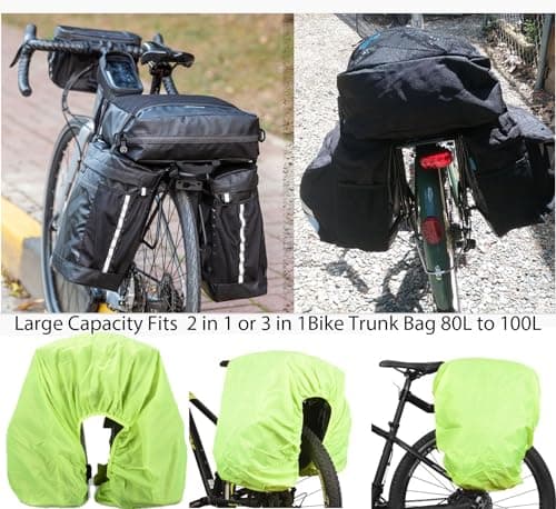 VAOLOAV 100L Rain Cover for Bicycle Basket Rain Cover Bicycle Bag Luggage Rack Waterproof Yellow — view 5