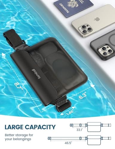 Lamicall IPX8 Waterproof Pouch Bag - [2 Pack] Waterproof Waist Dry Bag with Adjustable Strap, [Quick Opening] for Beach, Swimming, Boating, Fishing, Camping, Kayaking, Hiking - Transluscent Black — view 6