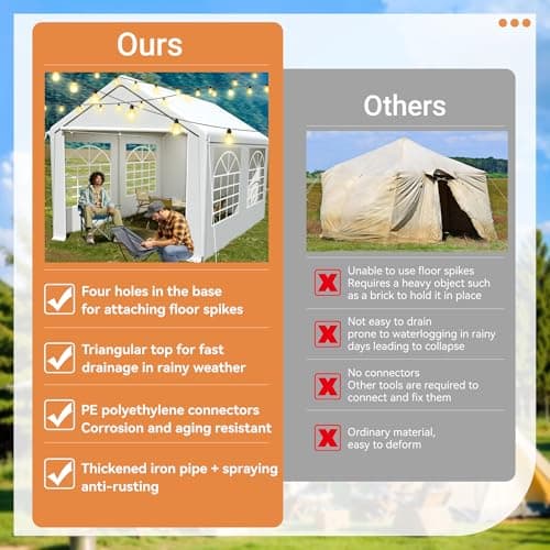 YARDIN 3X4 M Garden Gazebo Marquee with Sides, Heavy Duty Galvanised Steel, Waterproof and UV-Resistant, Quick Assembly, 4 Removable Sidewalls with Windows, Party Tent for Wedding, Festival,White — view 5
