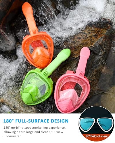 HINATAA Snorkel Mask for Kids, 180 ° Panoramic View Free Breathing Full Face Snorkeling Mask Anti-Fog and Anti-Leak Suitable For Children Aged 4-15 (Pink) — view 5