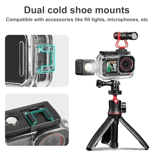 FitStill 60M/196FT Waterproof Housing for DJI OSMO Action 5 pro/4/3, Waterproof Housing + Buoyancy Handle for Underwater Shooting DJI Action 5pro/4/3 Protective Accessories — view 4