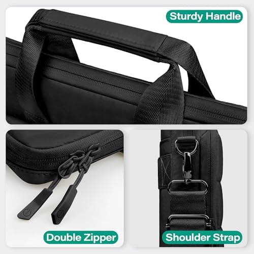 TECOOL Laptop Bag 15.6 16 inch 360 Protective with Shoulder Strap, Black — view 5