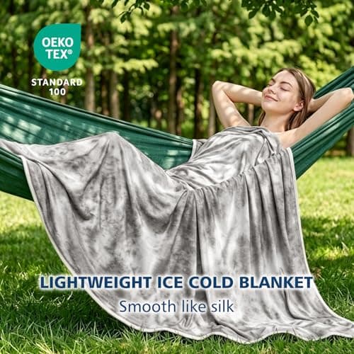 EMME Cooling Throw Blanket for Summer, Q-Max >0.45 Night Sweats 152x203cm, Throw Blanket Thin, Keep Cooling Breathable Summer Blanket, Double Bed, Sofa,Chair, Watercolor Grey — view 2