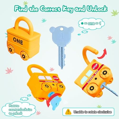 Lock and Key Toy,Preschool Matching and Counting Car Game for Toddlers — view 4