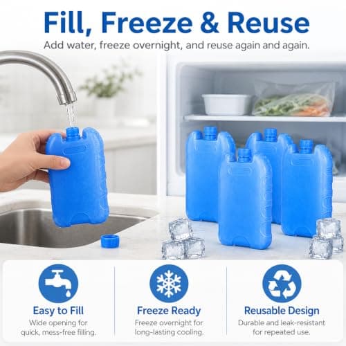 FOMIYES 4Pcs Ice Packs for Air Cooler，Reusable Ice Crystal Box（Blue） — view 3
