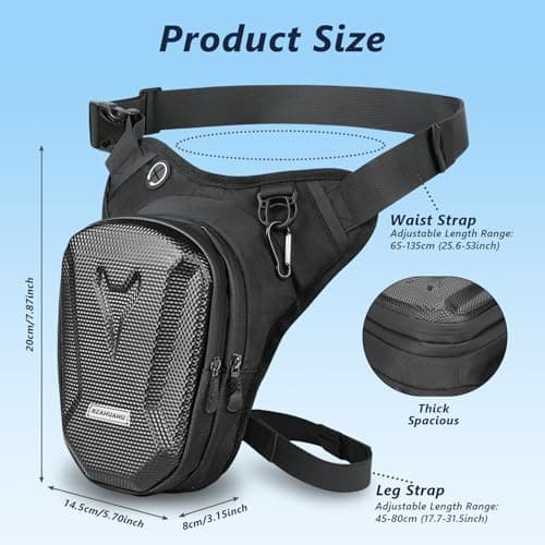 flintronic Leg Bag, Motorcycle Leg Bag, EVA Hardshell Durable Hiking Waist Pack, with Headphone Jack, Waterproof Multi-Function Sports Hip Bag for Men Women Cycling Running Traveling and Fishing — view 2