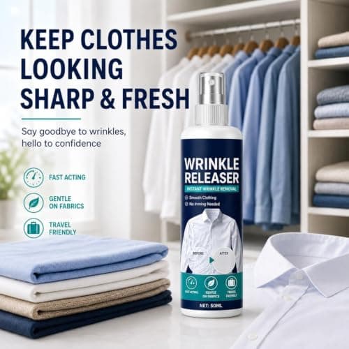 Instant Wrinkle Release, Wrinkle Release Spray Travel Size, Crease Release Spray, No Iron, Travel-Ready, Portable Fabric Refresher Release Spray For Clothes, Dresses, And Bedding, 50ml，2PC — view 5