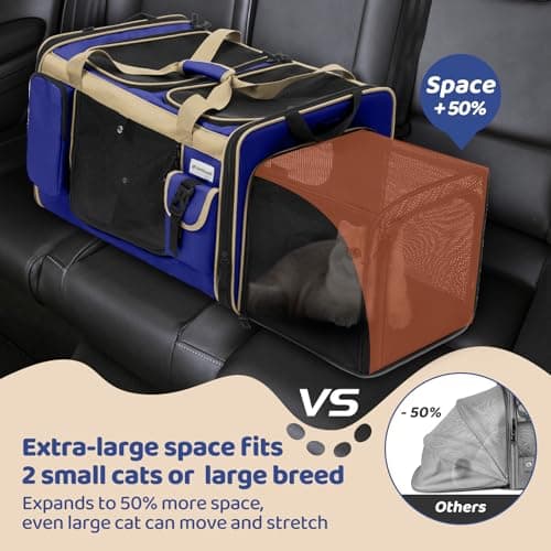 Odoland Expandable Extra Large Cat Carriers for 2 Cats with Litter Box — view 2