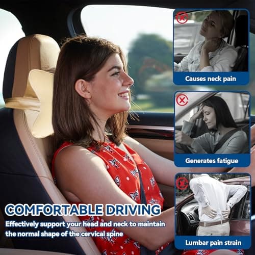 2 Pcs Car Headrest Pillow,Neck Support Pillow for Driving,Car Head Cushion — view 5