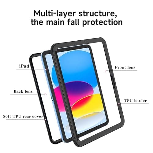 For iPad (A16) 11th/10th Gen 11"/10.9"Case Built-in Screen Protector Black — view 5