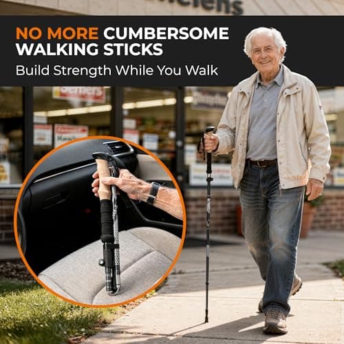 Trekology TREK-Z Walking Poles - Foldable Trekking Poles for Men & Women - Adjustable Nordic Walking Sticks, Hiking Sticks & Collapsible Hiking Gear (Pack of 2) — view 6