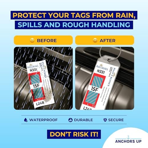 P&O Cruise Luggage Tag Holders [4 Pack] – Wide Tags – Waterproof, Durable with Steel Loops – Fits All P&O Cruise Ships for Cruising in 2026, 2027 and 2028 – Cruise Essentials — view 2